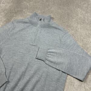 J Crew Sweater Mens Large Gray 1/4 Zip Pullover Merino Wool Casual Preppy